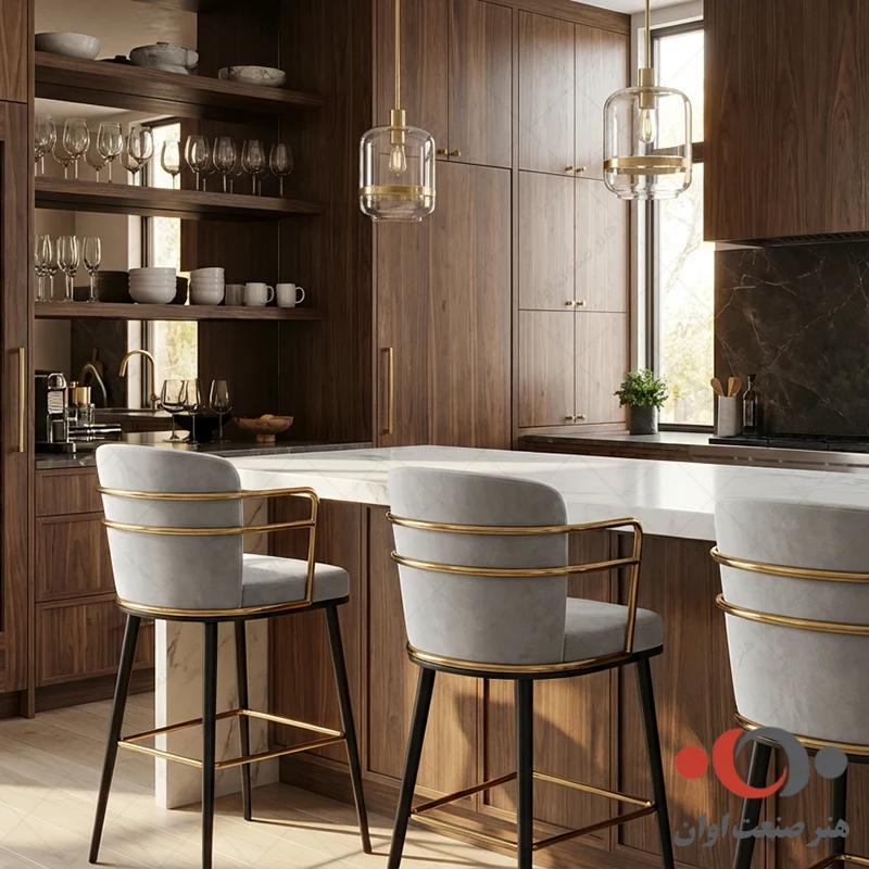 صندلی کانتر آگرین بدنه طلائی