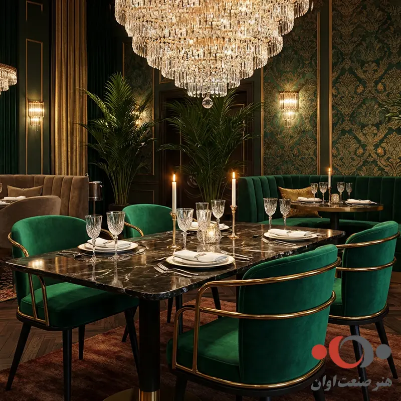 صندلی رستوران و کافه آگرین رنگ سبز