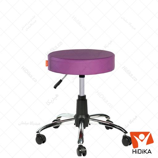 صندلی آزمایشگاهی تابوره (پایه فلزی) (چرم قهوه ای روشن کد 2)