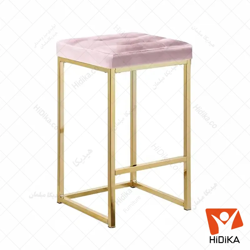 صندلی کانتر لیدن (بدنه آبکاری نقره ای ( کروم pvd ), پارچه سفید شیری کد 1)